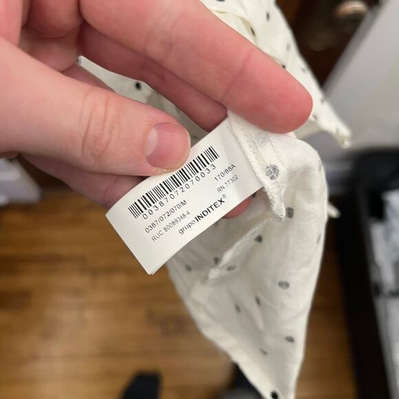 Zara White Polka Dot Dress V Neck Backless High Waist Sleeveless sz M NWT's - Picture 12 of 16